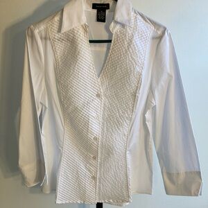 Spense White Textured Button-Up Shirt M